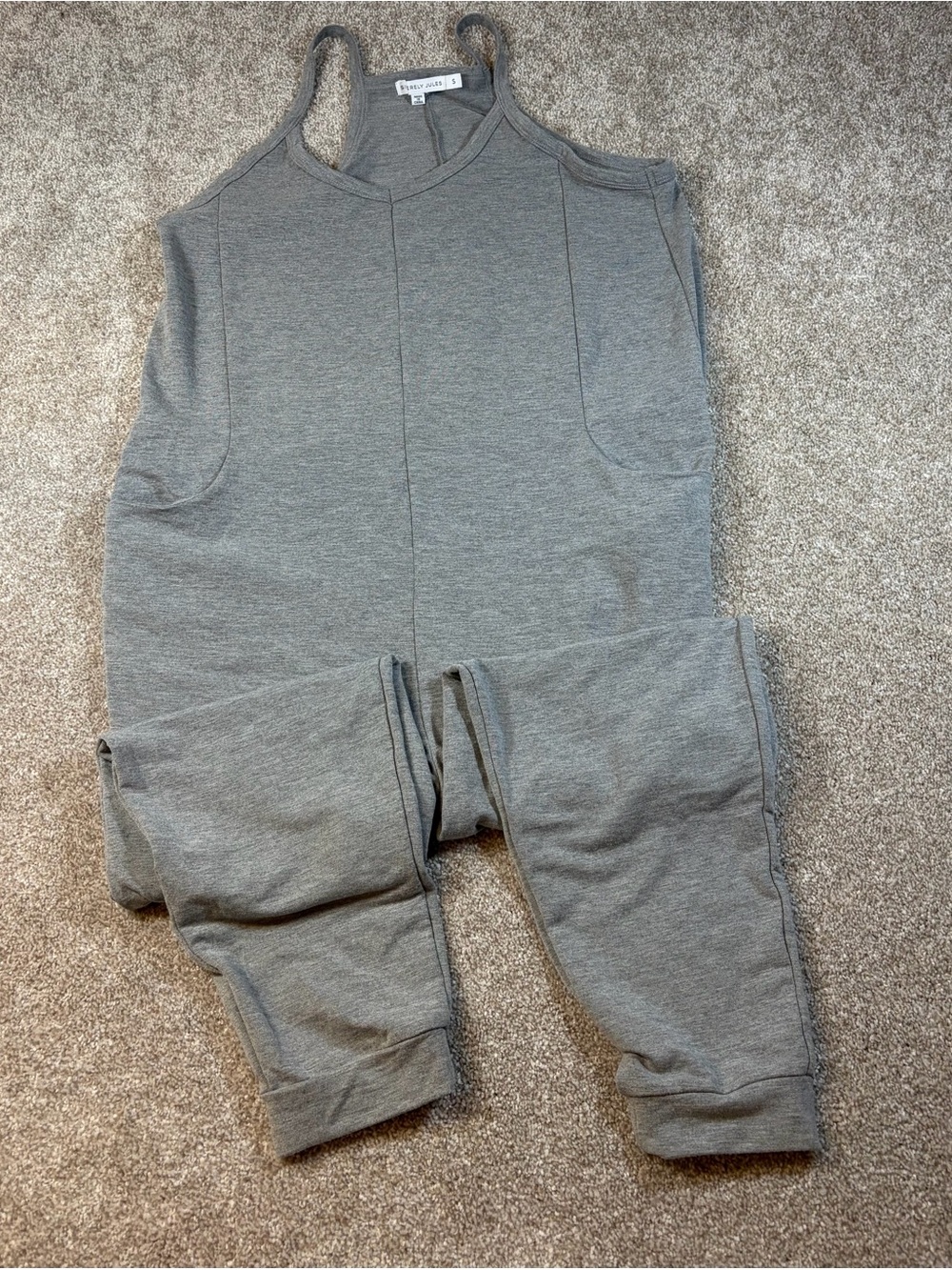 Sincerely Jules Grey Sleeveless Knit Jumpsuit
